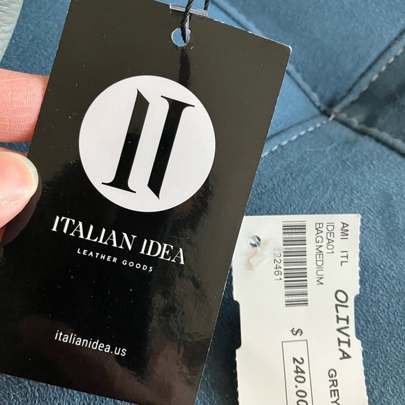 *NWT Italian Idea Boutique 5-styles-in-one Grey Pebbled Leather Purse - Picture 9 of 13